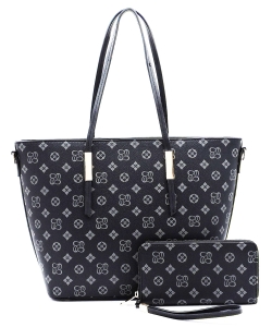 Monogram Tote Bag and Wallet Set  CS708 GRAY BLACK